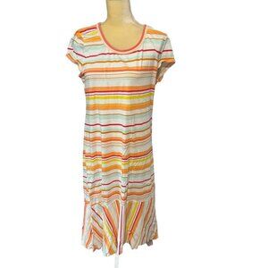 Ella Moss Dress Short Sleeve Striped Beach‎ Cruise Large